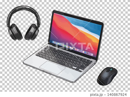 Illustrations of computers and peripherals Illustrations of computers and peripherals 140867924