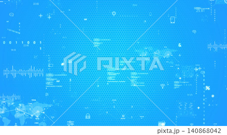 デジタルテクノロジーのコンセプト背景素材。DX、システム、データ、AI、サイバー、未来、ビジネス デジタルテクノロジーのコンセプト背景素材。DX、システム、データ、AI、サイバー、未来、ビジネス 140868042