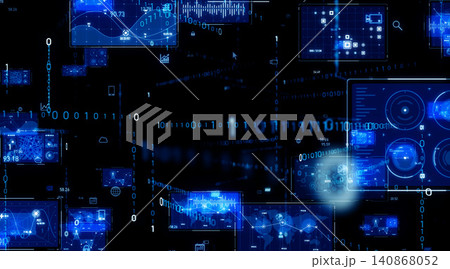 デジタルテクノロジーのコンセプト背景素材。DX、データ、システム、クラウド、AI、プログラミング 140868052