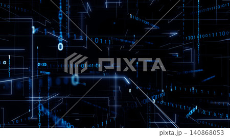 デジタルテクノロジーのコンセプト背景素材。DX、データ、通信、回路、スピード、高速、プログラミング 140868053