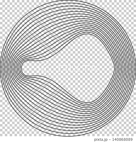 Circles round curve shape with wavy dynamic lines Circles round curve shape with wavy dynamic lines 140868089