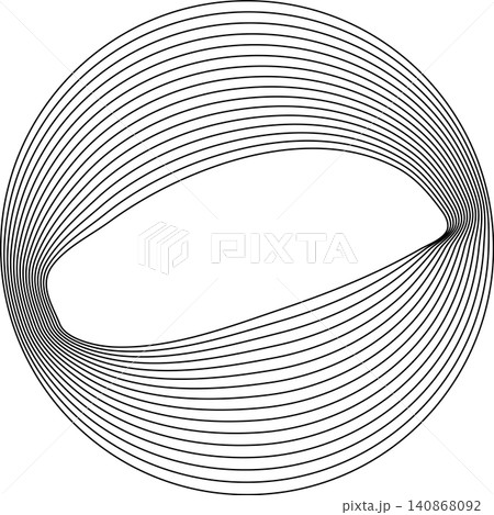 Circles round curve shape with wavy dynamic lines 140868092