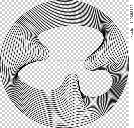 Circles round curve shape with wavy dynamic lines Circles round curve shape with wavy dynamic lines 140868136