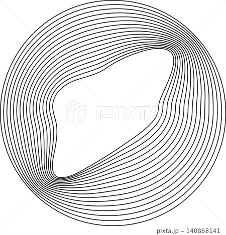 Circles round curve shape with wavy dynamic lines 140868141