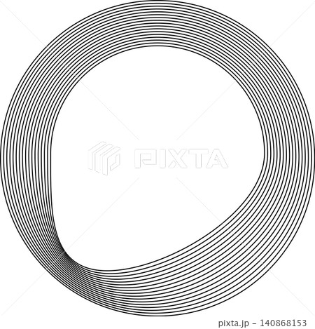 Circles round curve shape with wavy dynamic lines 140868153