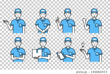 男性配達員のイラストポーズセット 140868453