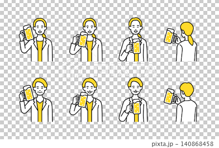 OLのビール乾杯イラストセット OLのビール乾杯イラストセット 140868458