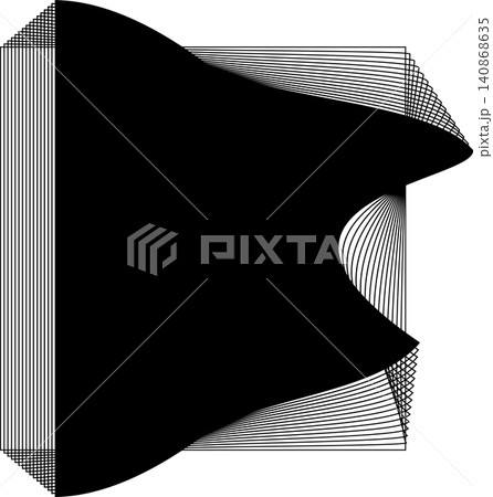 Square blend emblem. Curved lines with frame 140868635
