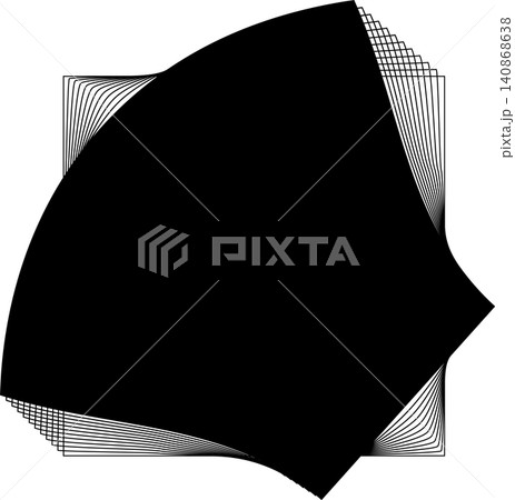 Square blend emblem. Curved lines with frame 140868638