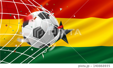 Ghana football team goal concept. 3d vector illustration Ghana football team goal concept. 3d vector illustration 140868935