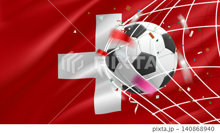 Swiss football team goal concept. 3d vector illustration Swiss football team goal concept. 3d vector illustration 140868940