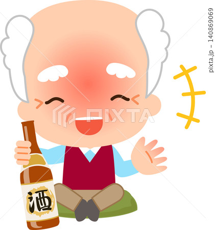 座布団に座って笑う酔ったシニア男性 座布団に座って笑う酔ったシニア男性 140869069