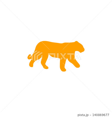 歩くトラのオレンジ色のシルエットイラスト・白背景・動物・猛獣 歩くトラのオレンジ色のシルエットイラスト・白背景・動物・猛獣 140869677