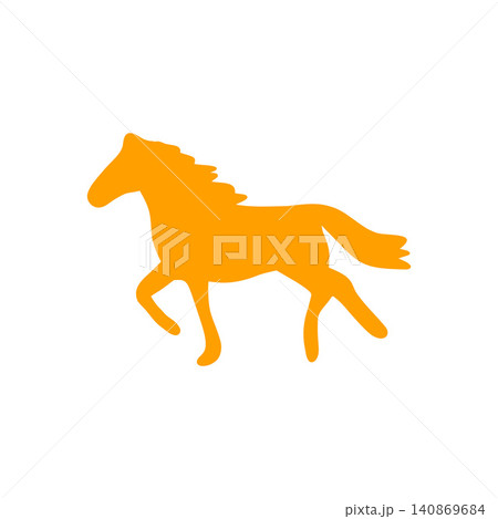 駆ける馬のオレンジ色のシルエットイラスト・透過PNG・動物・スポーツ 駆ける馬のオレンジ色のシルエットイラスト・透過PNG・動物・スポーツ 140869684