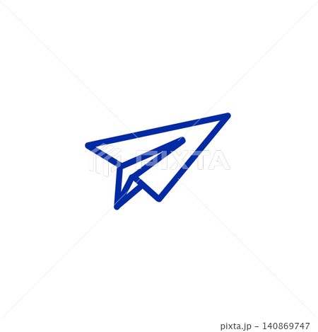 青い線画の紙飛行機アイコン、メッセージ送信やコミュニケーションのシンボルイラスト 青い線画の紙飛行機アイコン、メッセージ送信やコミュニケーションのシンボルイラスト 140869747