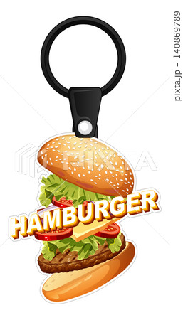 Vector Keychain Illustration of a Deconstructed Hamburger with Text Overlay Vector Keychain Illustration of a Deconstructed Hamburger with Text Overlay 140869789