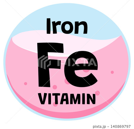 Iron Vitamin Symbol in Colorful Vector Circle Design 140869797