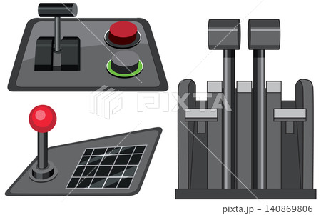 Industrial Control Panel Vector Illustration with Levers and Buttons 140869806