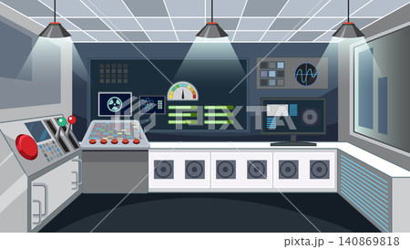 Modern Science Laboratory Control Room with Advanced Digital Monitoring Equipment 140869818