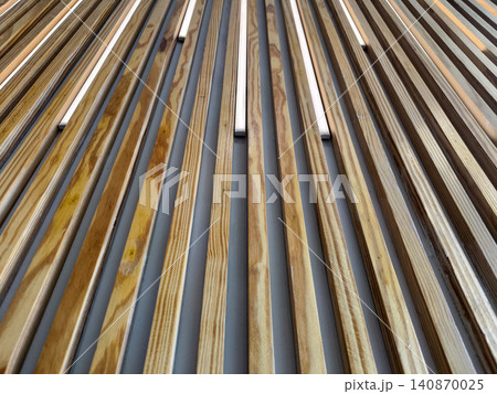 Abstract Wooden Slats wall and led strip light Abstract Wooden Slats wall and led strip light 140870025