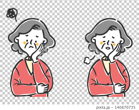 Depressed senior woman, upper body, vector Depressed senior woman, upper body, vector 140870735