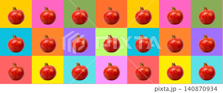 Pomegranates in a colorful grid of vibrant hues 140870934