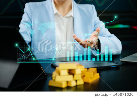 Professional investor analyzing gold bullion and stock trading charts on digital tablet with global market data, fintech analytics and wealth growth strategy concept. Professional investor analyzing gold bullion and stock trading charts on digital tablet with global market data, fintech analytics and wealth growth strategy concept. 140871020