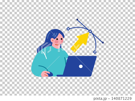 イラストを制作する女性のイラスト 140871229