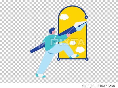 一幅描繪男子創作插畫的插畫。 一幅描繪男子創作插畫的插畫。 140871230
