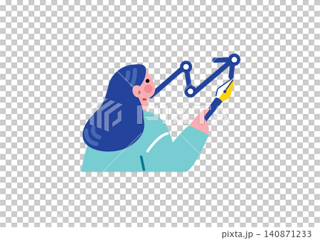 Illustrations of women who earn a living through illustration production. 140871233