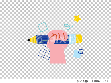 一隻手握著鉛筆的插圖 一隻手握著鉛筆的插圖 140871234