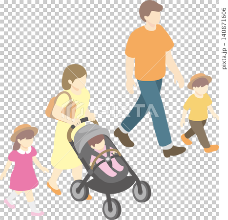 等距視角、家庭、兒童、散步、嬰兒車、嬰兒、育兒、生活方式、材料 等距視角、家庭、兒童、散步、嬰兒車、嬰兒、育兒、生活方式、材料 140871606