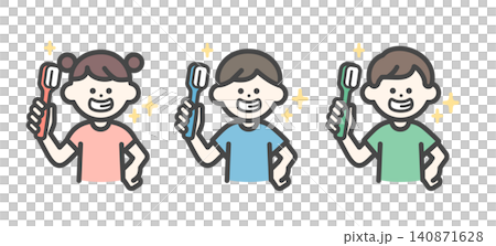A child who has brushed their teeth until they shine. A child who has brushed their teeth until they shine. 140871628