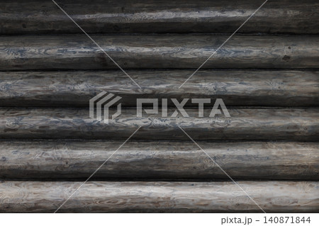 Gray horizontal wooden logs create a rustic gray wall texture Gray horizontal wooden logs create a rustic gray wall texture 140871844