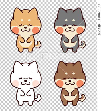 A Shiba Inu bowing with its eyes closed. 140871943