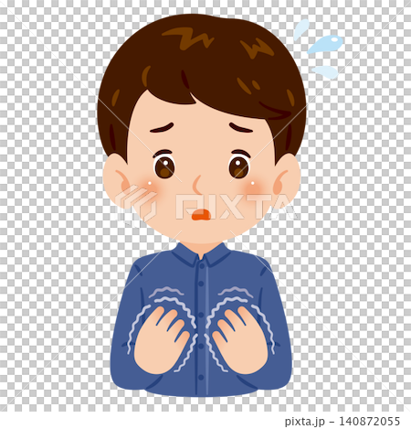 一幅描繪手部顫抖的男子的插圖 140872055