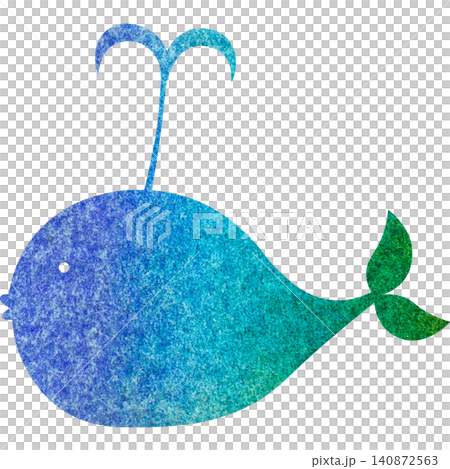 綺麗な水彩模様のクジラのアイコンのイメージのイラスト 綺麗な水彩模様のクジラのアイコンのイメージのイラスト 140872563