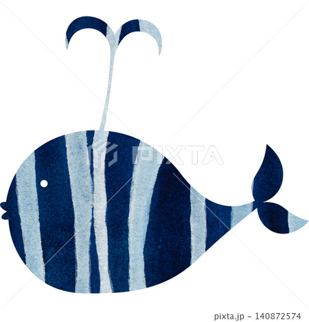 綺麗な水彩模様のクジラのアイコンのイメージのイラスト 140872574