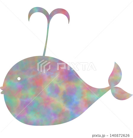 綺麗な水彩模様のクジラのアイコンのイメージのイラスト 140872626