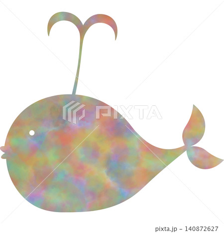 綺麗な水彩模様のクジラのアイコンのイメージのイラスト 140872627