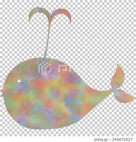 綺麗な水彩模様のクジラのアイコンのイメージのイラスト 140872627