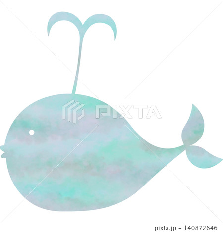 綺麗な水彩模様のクジラのアイコンのイメージのイラスト 綺麗な水彩模様のクジラのアイコンのイメージのイラスト 140872646