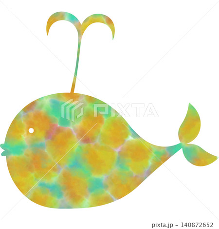 綺麗な水彩模様のクジラのアイコンのイメージのイラスト 綺麗な水彩模様のクジラのアイコンのイメージのイラスト 140872652
