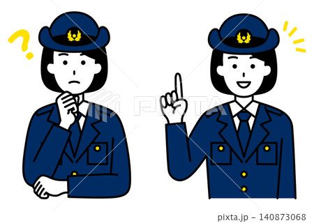 考える/ひらめく女性警察官 セット 考える/ひらめく女性警察官 セット 140873068