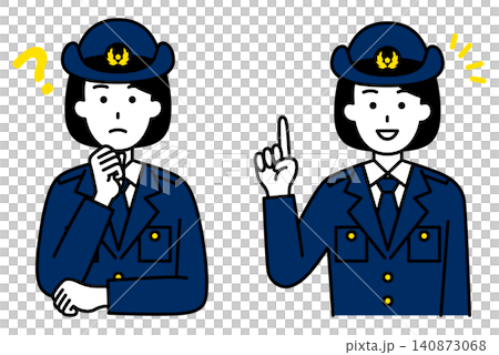 考える/ひらめく女性警察官 セット 考える/ひらめく女性警察官 セット 140873068
