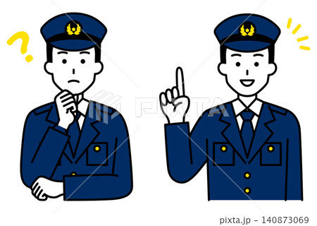 考える/ひらめく男性警察官 セット 考える/ひらめく男性警察官 セット 140873069