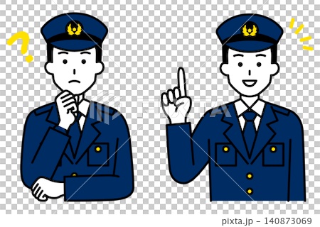 考える/ひらめく男性警察官 セット 考える/ひらめく男性警察官 セット 140873069