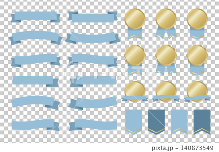Simple sky blue ribbon frame set Simple sky blue ribbon frame set 140873549