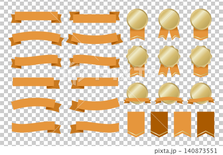 Simple orange ribbon frame set Simple orange ribbon frame set 140873551