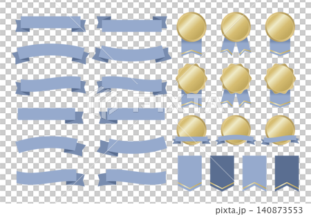 Simple blue ribbon frame set Simple blue ribbon frame set 140873553